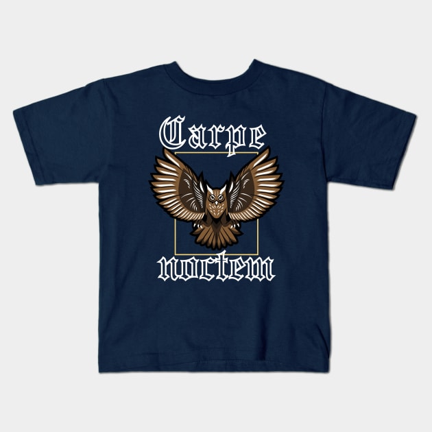 Copy of Carpe noctem Owl Kids T-Shirt by artbleed